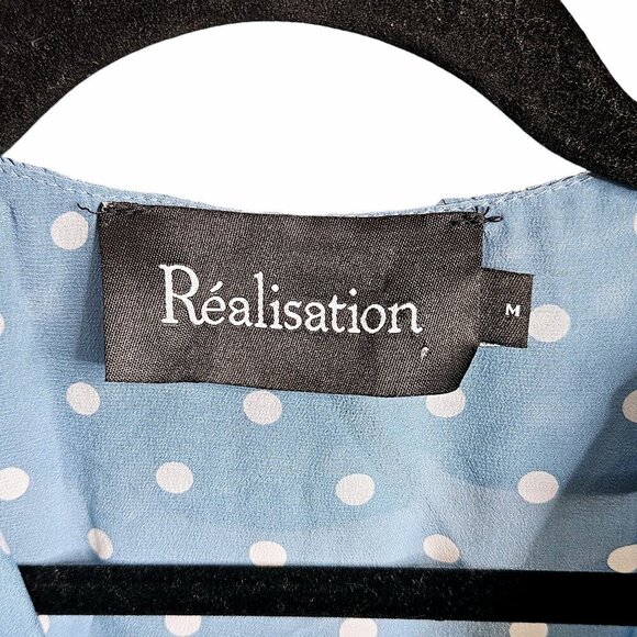 Realisation Par Alexandra Blue Polka‎ Dot Wrap Mini Dress Size M - Picture 5 of 13
